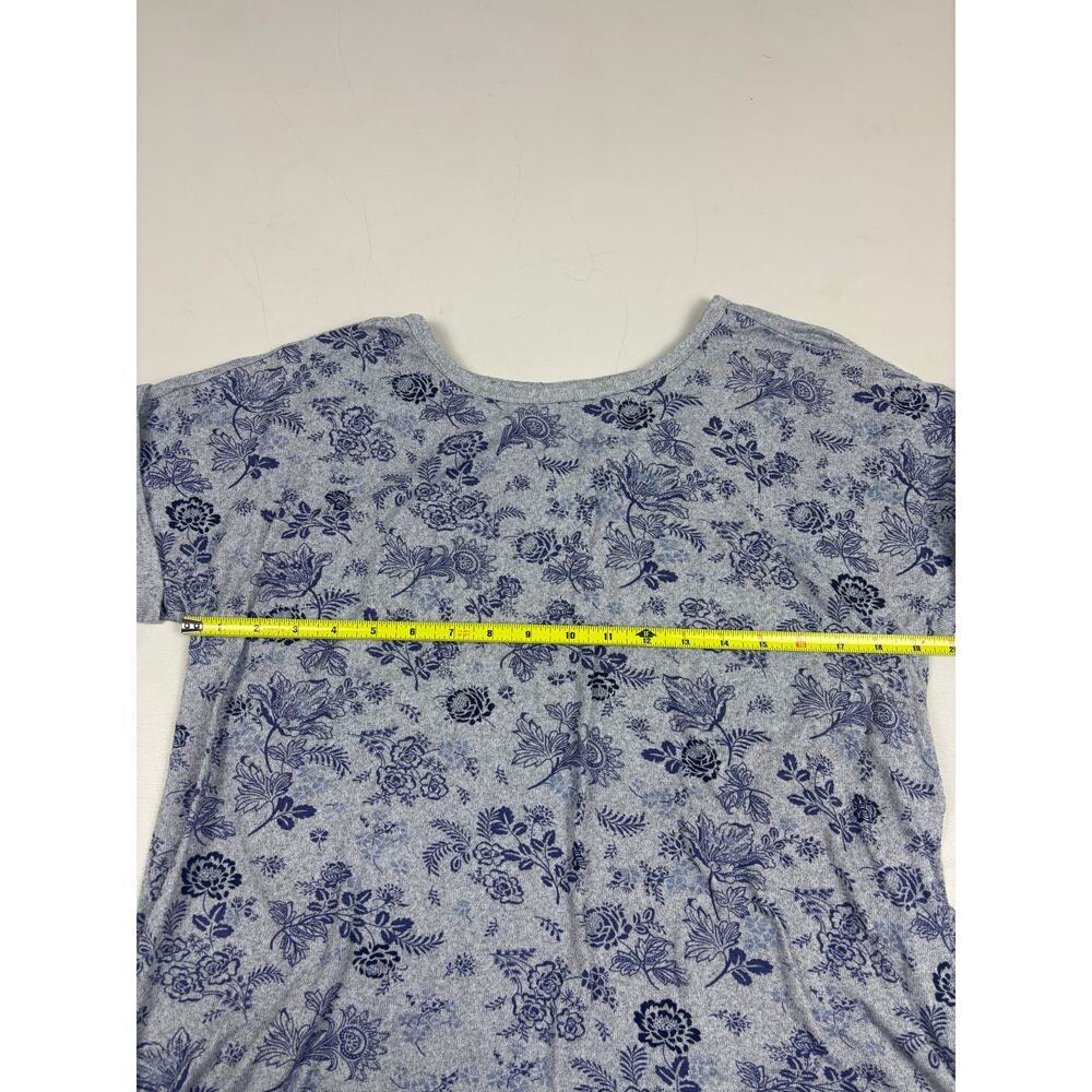 Lucky Brand Blue Floral Print Short Sleeve Tee Shirt Size XL - Picture 4 of 5